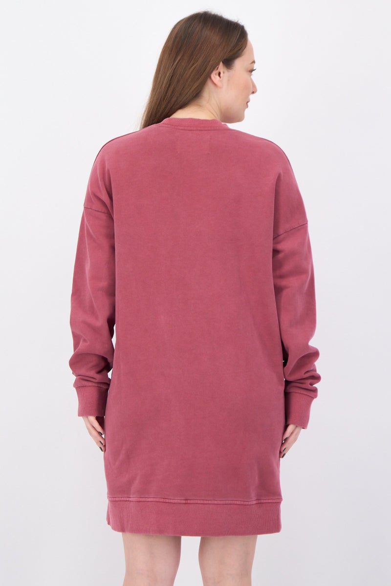 Lyle & Scott Women Embroidered Logo Sweater Dress, Old Rose - Image 2